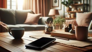 Matkapuhelin pöydällä