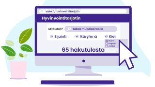 Hyvinvointitarjottimelta voi etsiä palveluita ja tapahtumia.