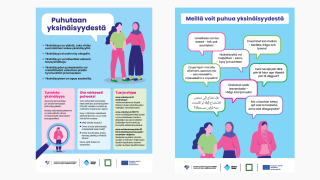 Yksinäisyyden puheeksioton tueksi on käytettävissä tulostettava huoneentaulu seka asiakasjuliste.