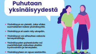Puhutaan yksinäisyydestä -puheeksioton juliste kokoaa ohjeen tunnistamiseen, puheeksiottoon ja ohjaamiseen.
